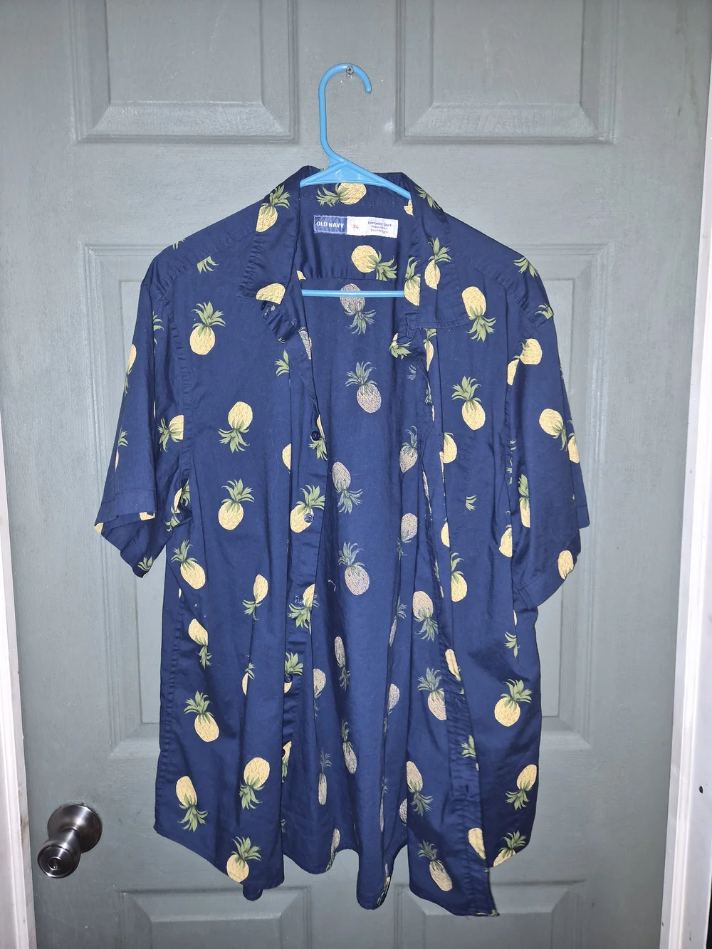 Old Navy Navy Shirt with Yellow Pineapple Print